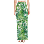 Exotic Tropical Leaf Pattern Print High Slit Maxi Skirt