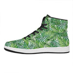 Exotic Tropical Leaf Pattern Print High Top Leather Sneakers