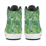 Exotic Tropical Leaf Pattern Print High Top Leather Sneakers