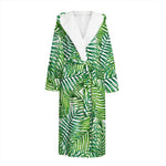 Exotic Tropical Leaf Pattern Print Hooded Bathrobe