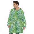 Exotic Tropical Leaf Pattern Print Hoodie Blanket