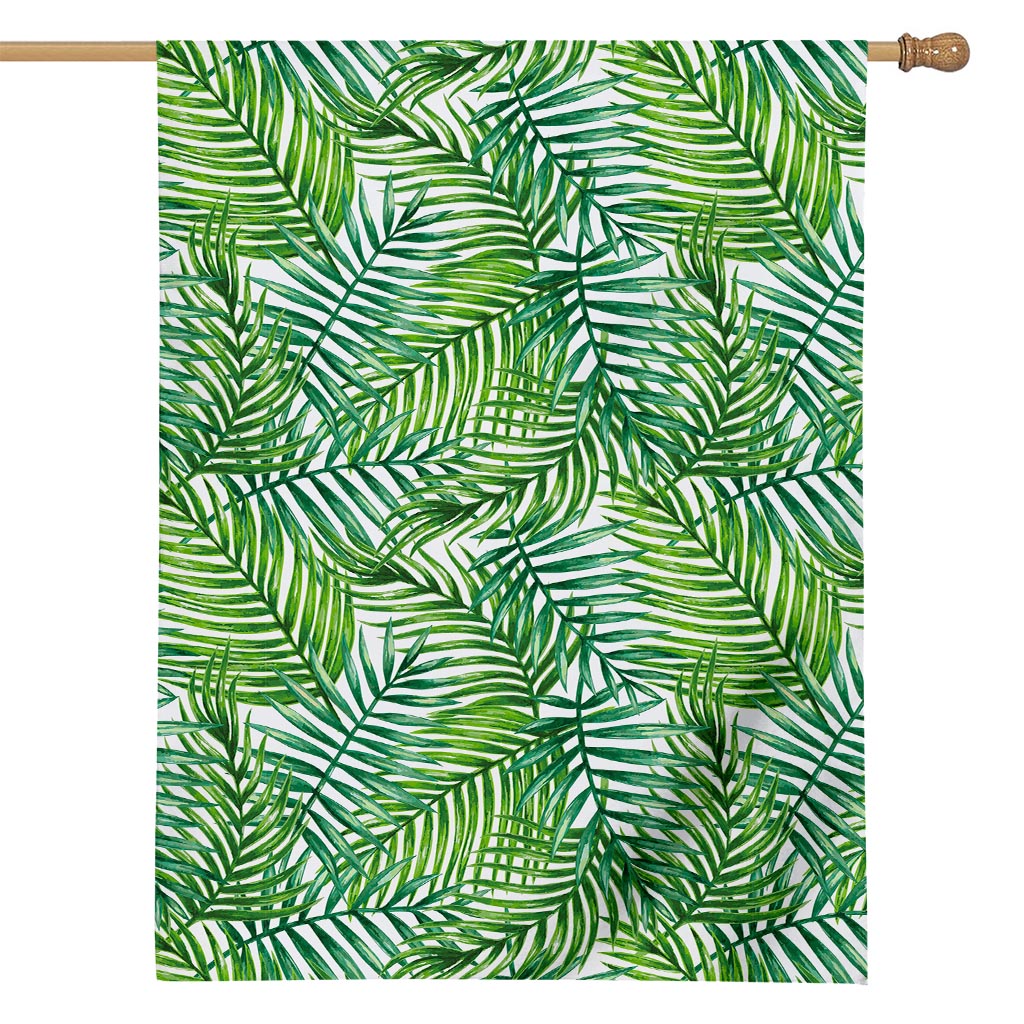 Exotic Tropical Leaf Pattern Print House Flag