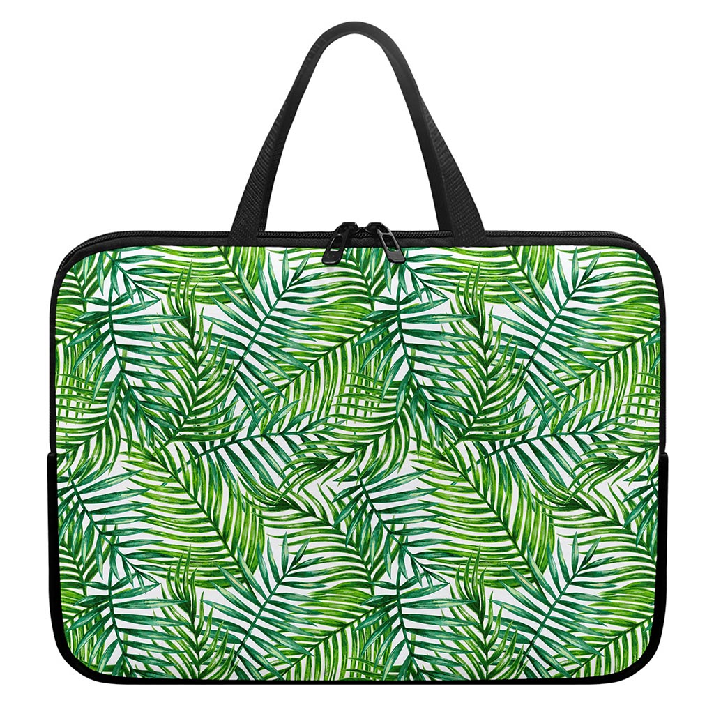 Exotic Tropical Leaf Pattern Print Laptop Sleeve With Handle