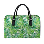 Exotic Tropical Leaf Pattern Print Leather Duffle Bag
