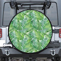 Exotic Tropical Leaf Pattern Print Leather Spare Tire Cover