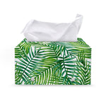 Exotic Tropical Leaf Pattern Print Leather Tissue Box Cover