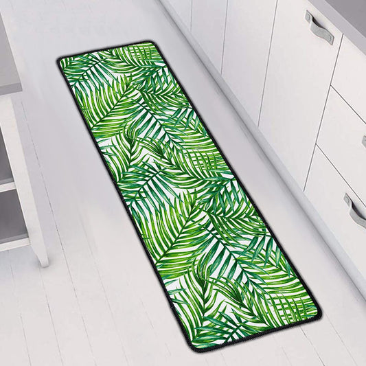 Exotic Tropical Leaf Pattern Print Long Kitchen Mat