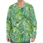 Exotic Tropical Leaf Pattern Print Long Sleeve Baseball Jersey