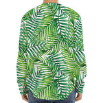 Exotic Tropical Leaf Pattern Print Long Sleeve Baseball Jersey