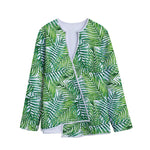 Exotic Tropical Leaf Pattern Print Long Sleeve Short Coat