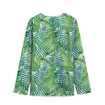 Exotic Tropical Leaf Pattern Print Long Sleeve Short Coat