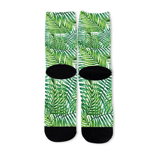 Exotic Tropical Leaf Pattern Print Long Socks