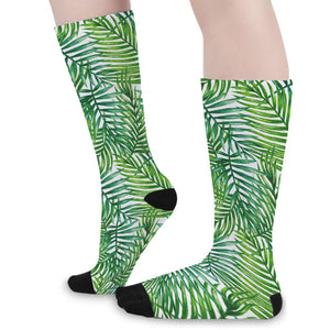 Exotic Tropical Leaf Pattern Print Long Socks