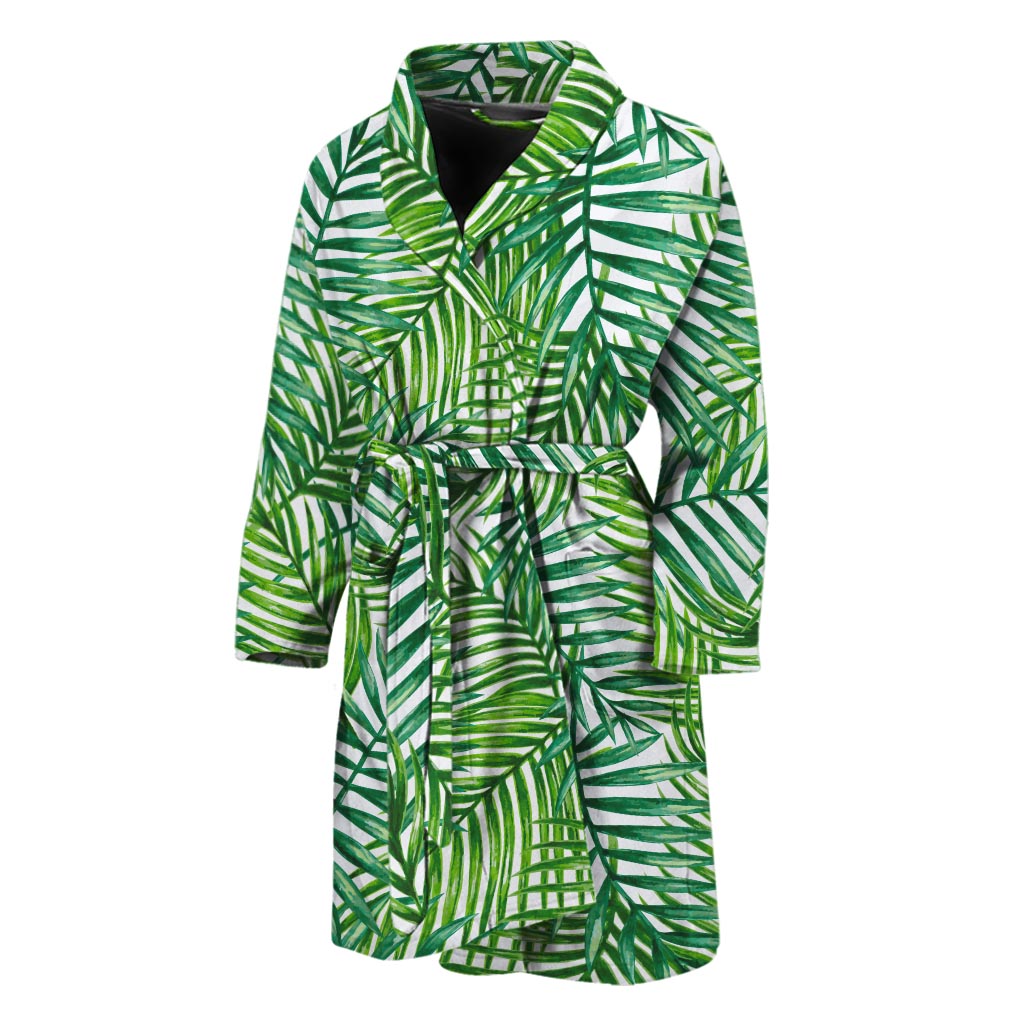 Exotic Tropical Leaf Pattern Print Men's Bathrobe