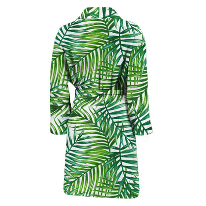 Exotic Tropical Leaf Pattern Print Men's Bathrobe