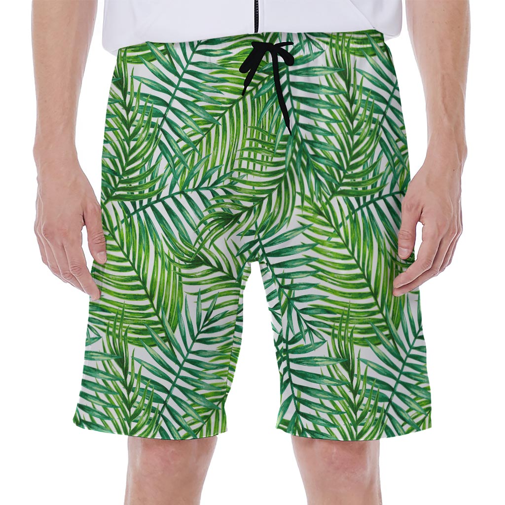 Exotic Tropical Leaf Pattern Print Men's Beach Shorts