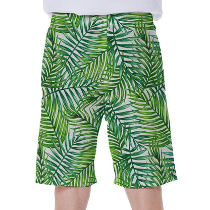 Exotic Tropical Leaf Pattern Print Men's Beach Shorts