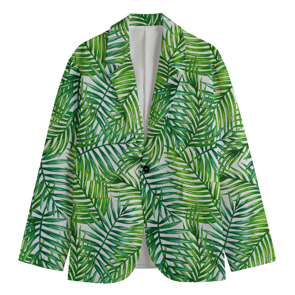 Exotic Tropical Leaf Pattern Print Men's Blazer