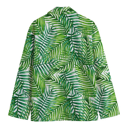Exotic Tropical Leaf Pattern Print Men's Blazer