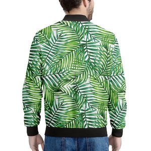 Exotic Tropical Leaf Pattern Print Men's Bomber Jacket