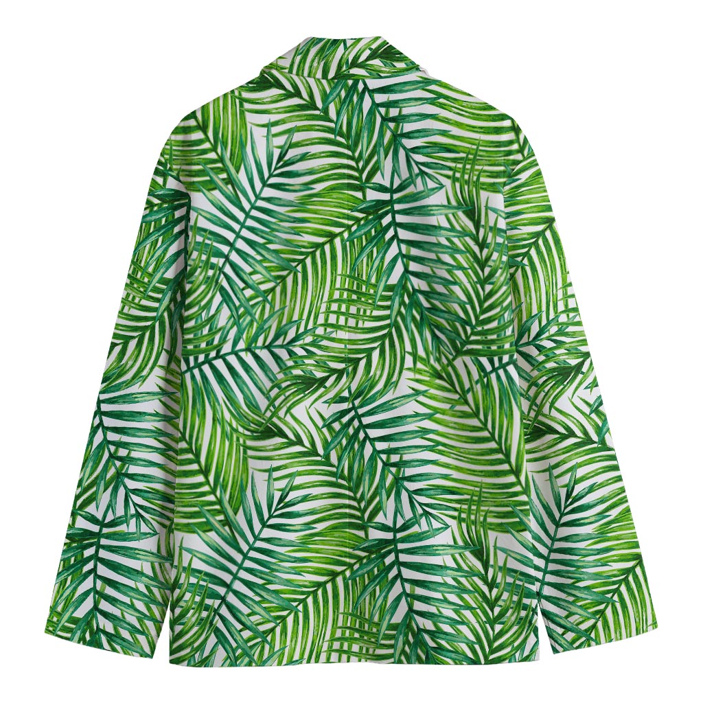 Exotic Tropical Leaf Pattern Print Men's Cotton Blazer