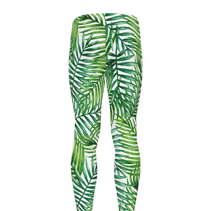 Exotic Tropical Leaf Pattern Print Men's leggings