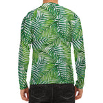 Exotic Tropical Leaf Pattern Print Men's Long Sleeve Rash Guard