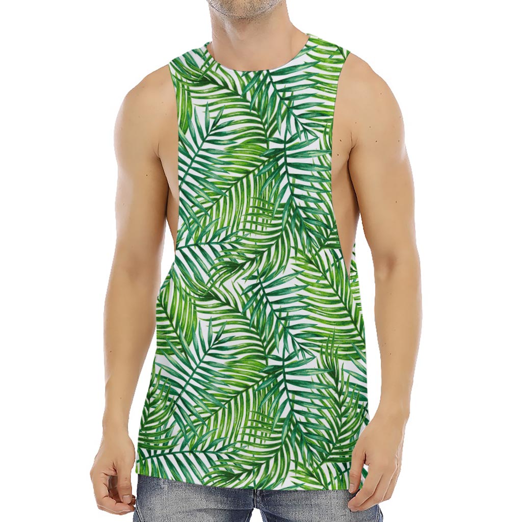 Exotic Tropical Leaf Pattern Print Men's Muscle Tank Top