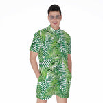 Exotic Tropical Leaf Pattern Print Men's Rompers