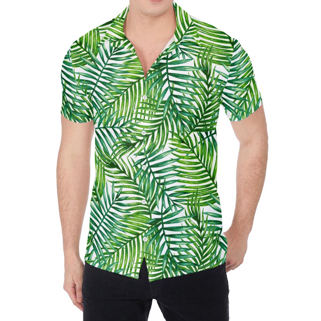 Exotic Tropical Leaf Pattern Print Men's Shirt