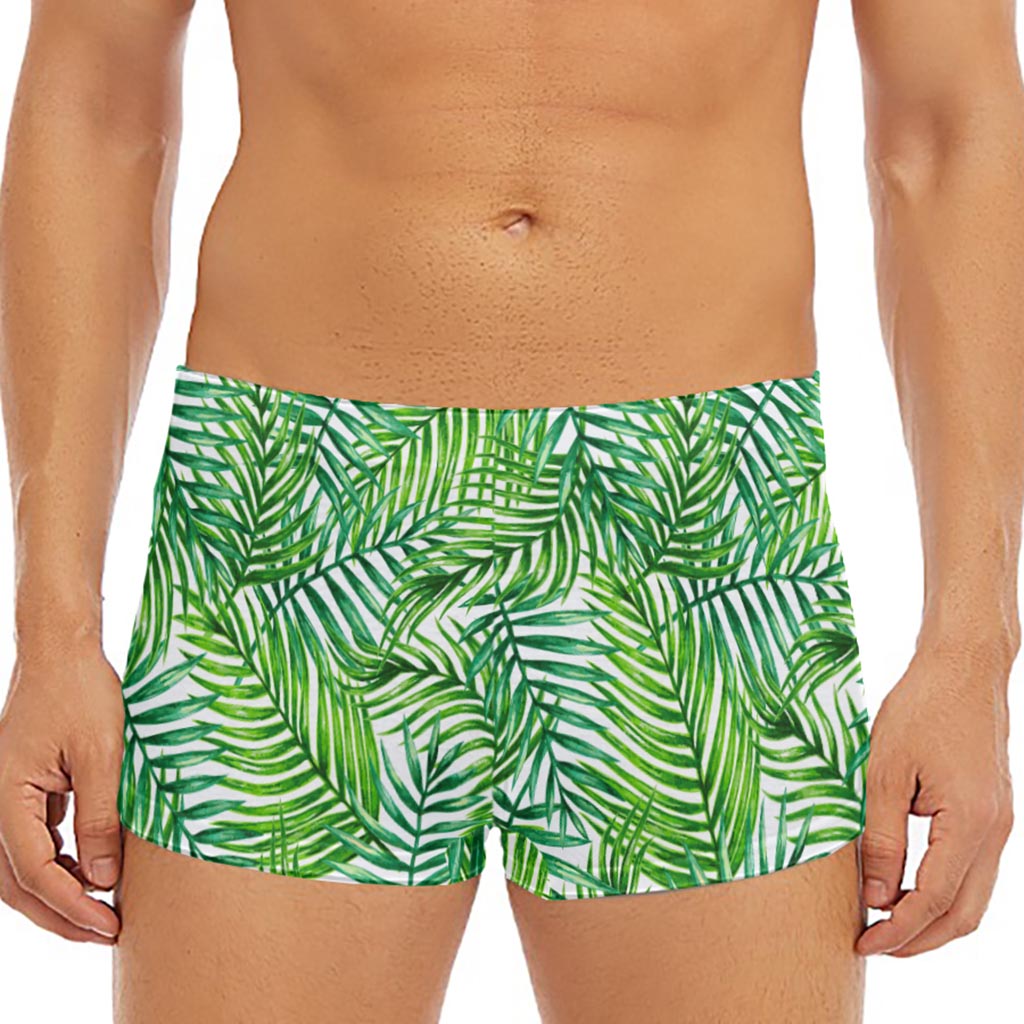 Exotic Tropical Leaf Pattern Print Men's Short Boxer Briefs