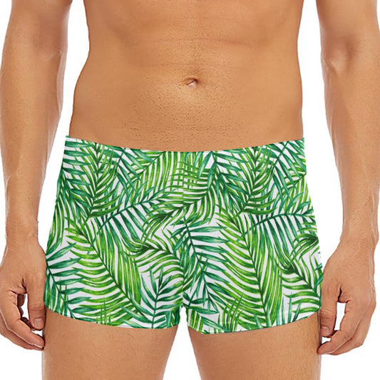 Exotic Tropical Leaf Pattern Print Men's Short Boxer Briefs