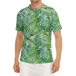 Exotic Tropical Leaf Pattern Print Men's Short Sleeve Rash Guard