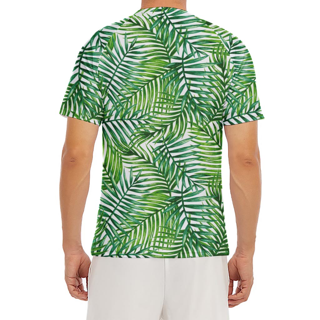 Exotic Tropical Leaf Pattern Print Men's Short Sleeve Rash Guard