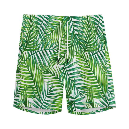 Exotic Tropical Leaf Pattern Print Men's Sports Shorts