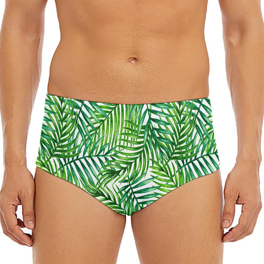 Exotic Tropical Leaf Pattern Print Men's Triangle Swim Briefs