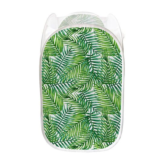Exotic Tropical Leaf Pattern Print Mesh Laundry Hamper