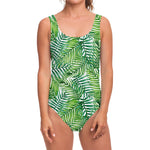 Exotic Tropical Leaf Pattern Print One Piece Swimsuit