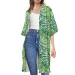 Exotic Tropical Leaf Pattern Print Open Front Beach Cover Up