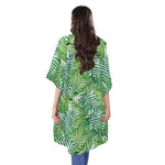 Exotic Tropical Leaf Pattern Print Open Front Beach Cover Up