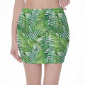 Exotic Tropical Leaf Pattern Print Pencil Mini Skirt
