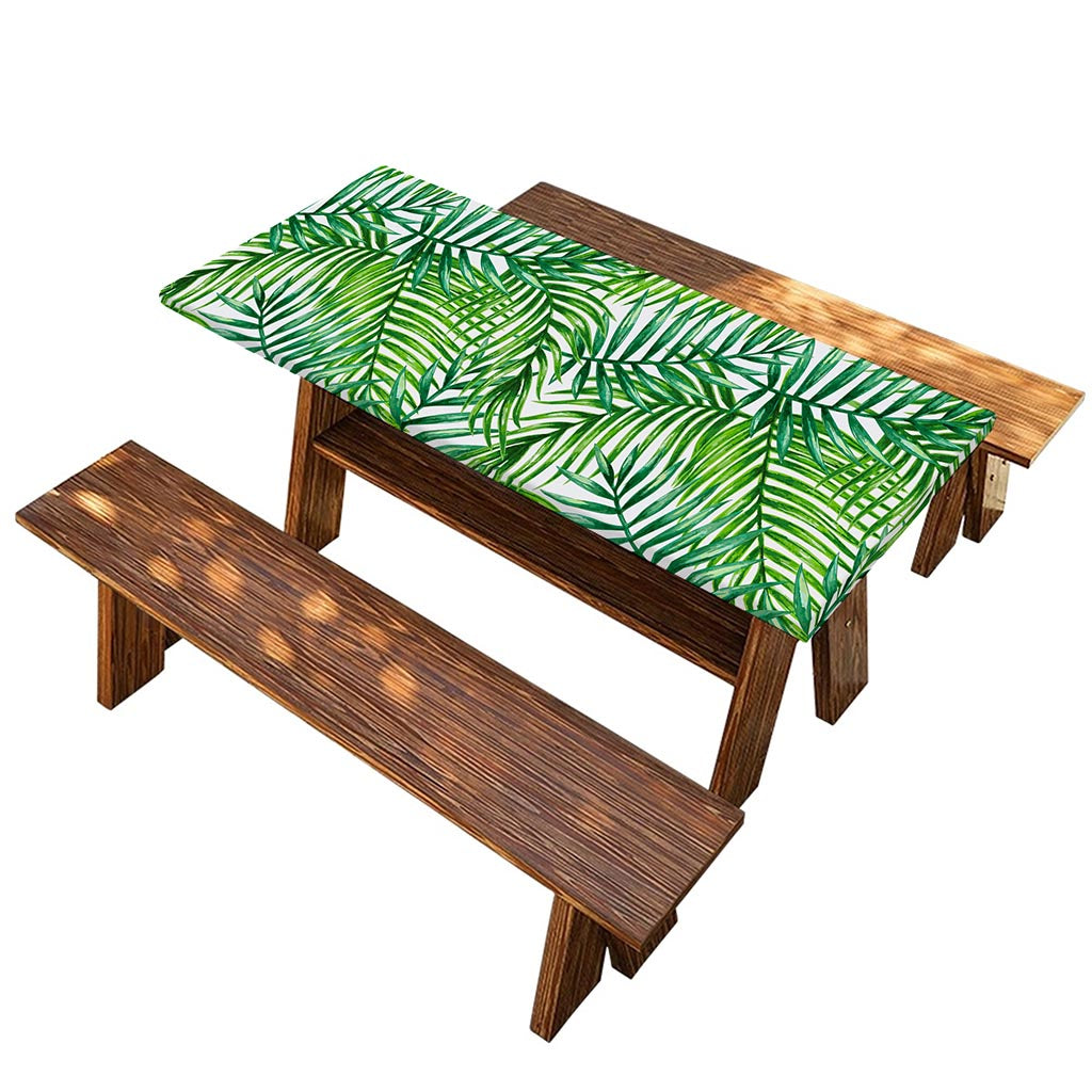 Exotic Tropical Leaf Pattern Print Picnic Table Cover