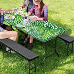 Exotic Tropical Leaf Pattern Print Picnic Table Cover