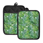 Exotic Tropical Leaf Pattern Print Pot Holders With Pocket