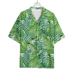 Exotic Tropical Leaf Pattern Print Rayon Hawaiian Shirt
