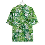 Exotic Tropical Leaf Pattern Print Rayon Hawaiian Shirt