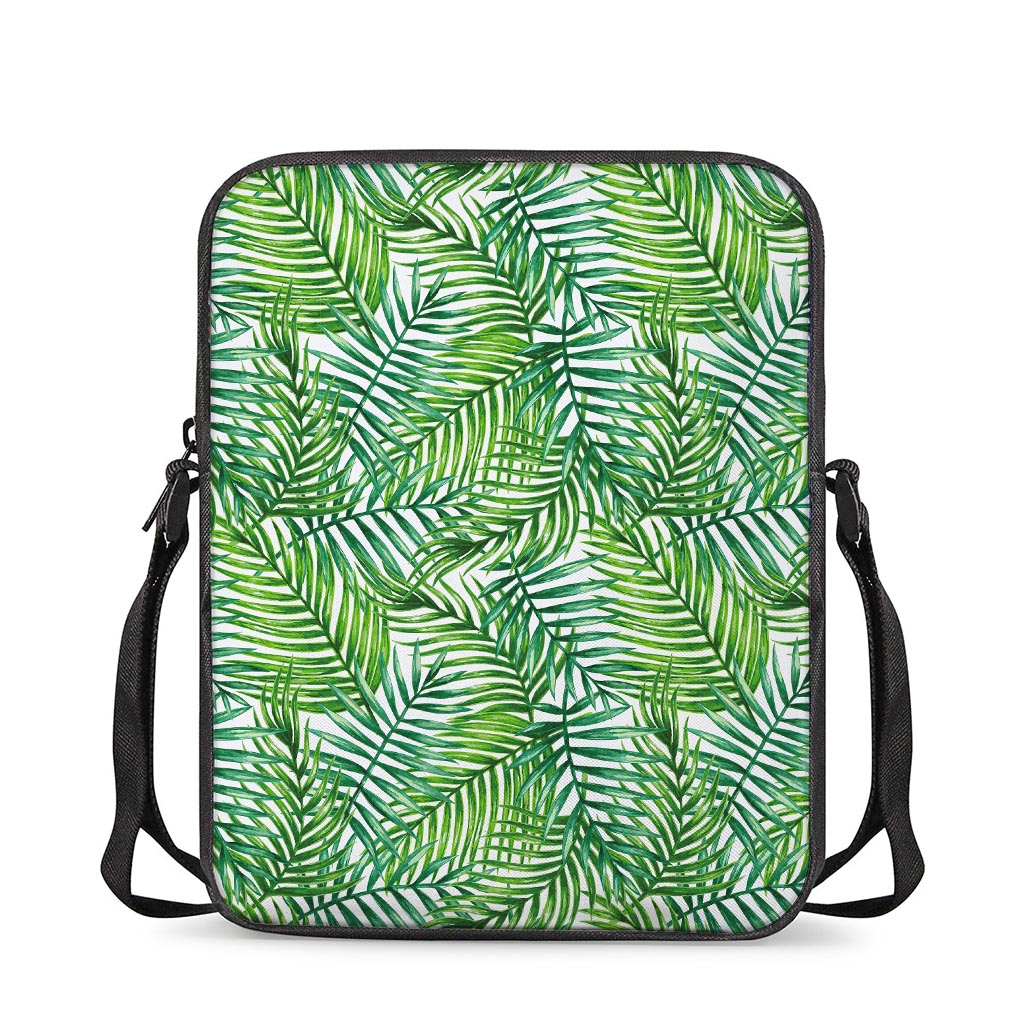 Exotic Tropical Leaf Pattern Print Rectangular Crossbody Bag