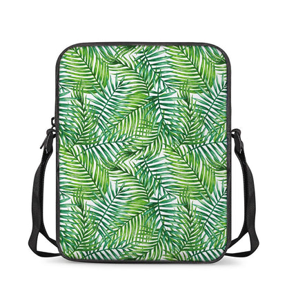 Exotic Tropical Leaf Pattern Print Rectangular Crossbody Bag