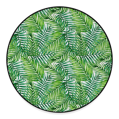 Exotic Tropical Leaf Pattern Print Round Floor Mat