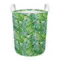 Exotic Tropical Leaf Pattern Print Round Laundry Basket
